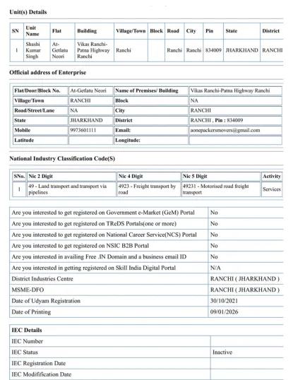 udyam certificate