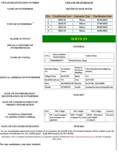 udyam certificate